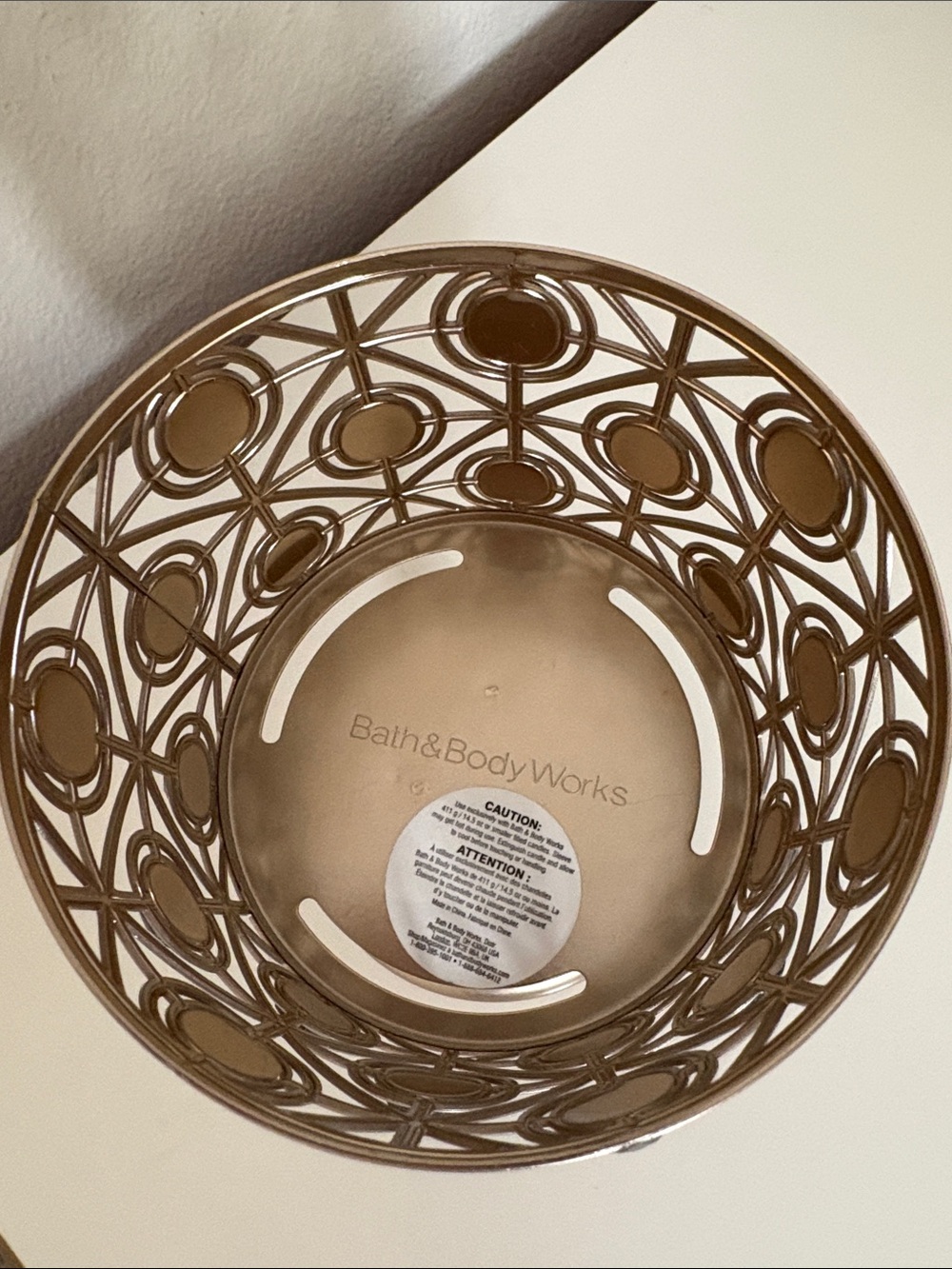 Bath & Body Works brass-gold candle holder with stunning crystal accents! - Picture 5 of 14